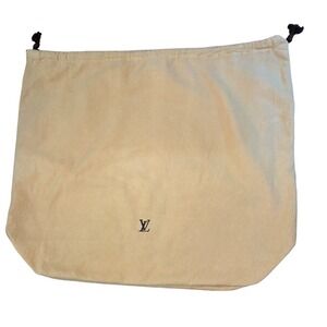 Louis Vuitton Large Camel Flannel Drawstring Dust Bag 22x18 LV Logo Authentic